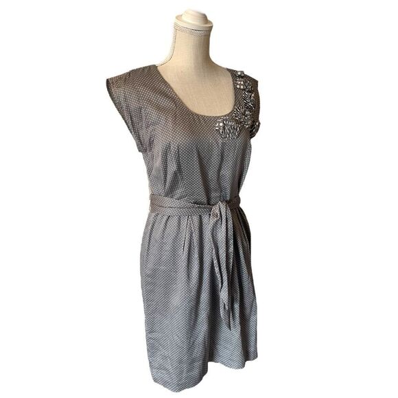 Loft Women's Gray 100% Cotton Scoop Neck Sleeveless Knee Length Dress - Picture 5 of 12